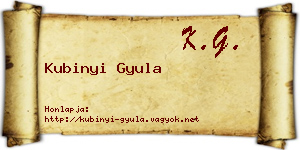 Kubinyi Gyula névjegykártya